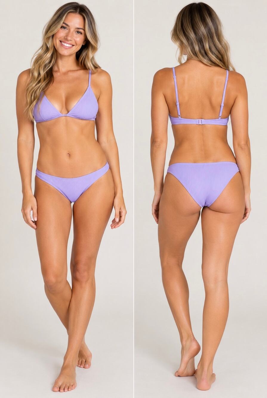 Cyn & Luca Amethyst Ribbed Bikini Bottom Size L/G Purple NWT Swimwear